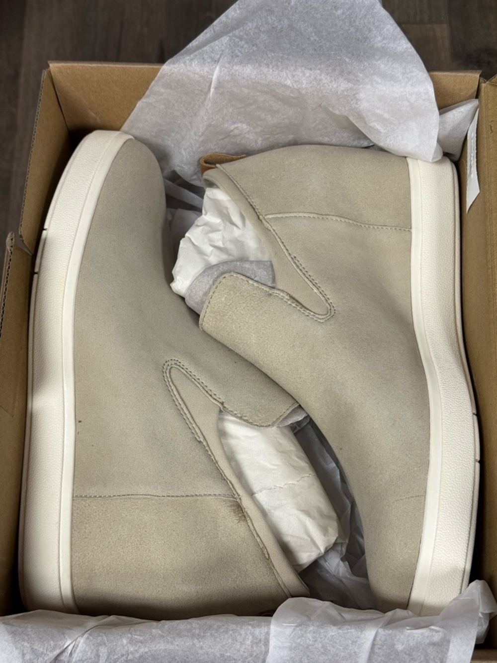 DR. SCHOLL'S Cream Slip On Wedge Shoes Size 11 Shooties Booties NEW $90 msrp